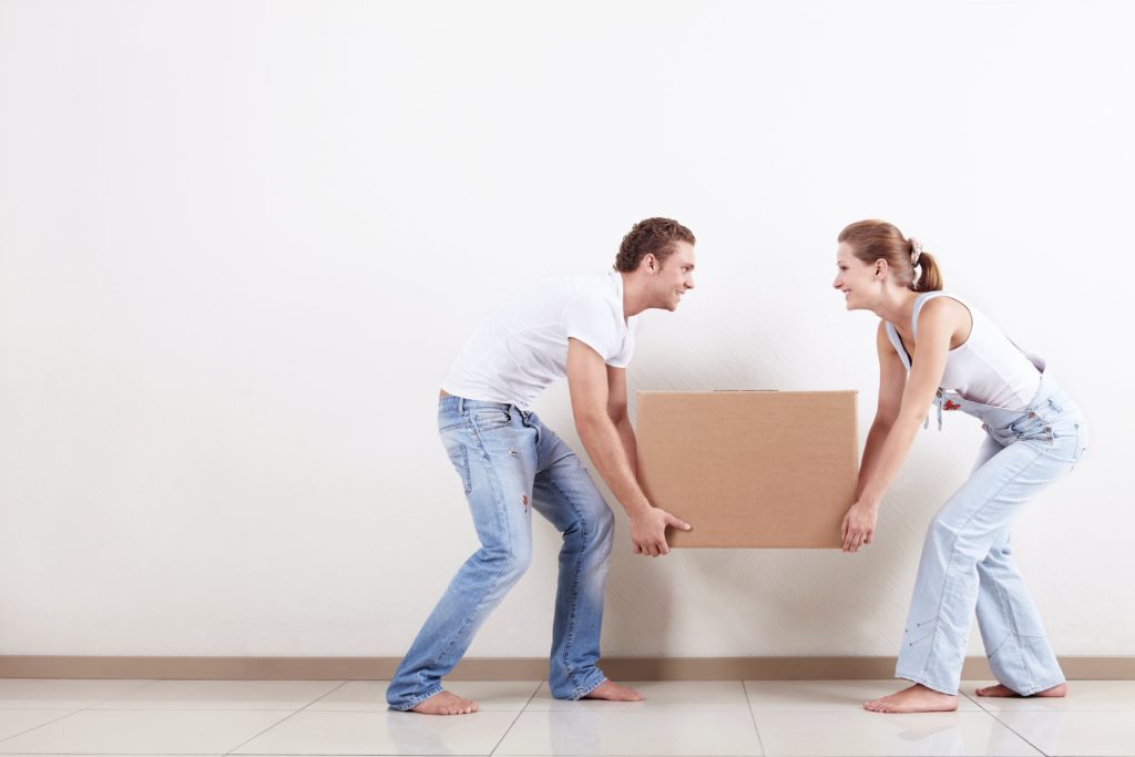 couple moving box