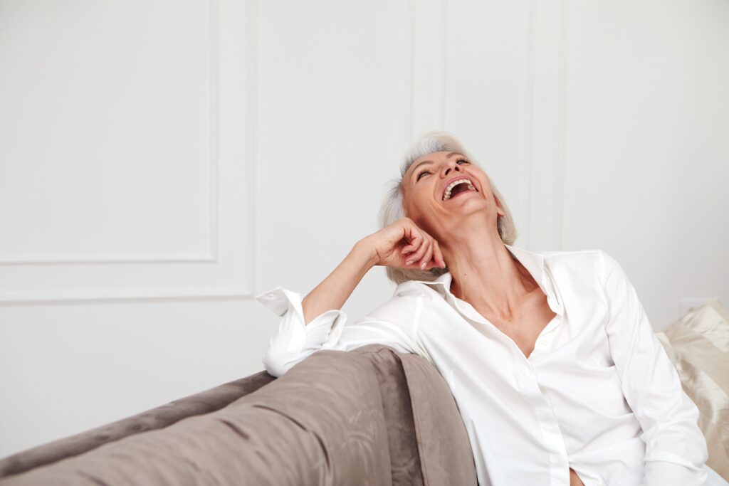 healthy woman laughing